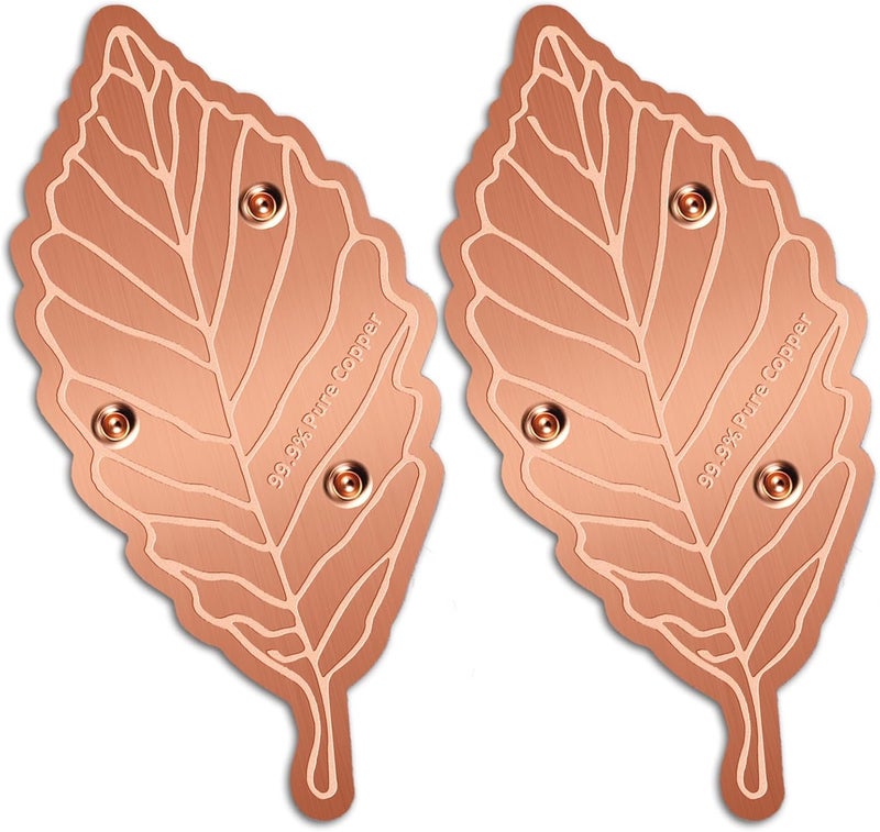 Niteguy Bird Bath Copper Disk,Bird Bath Purification Disk 0.6mm Reinforced 99.99% Pure Copper Cleaning Disk with 3-Point Support,Fits Outdoor Birdbath & Bowl,Provide Safe Clean Water,Leaf-2Pcs - Image 1